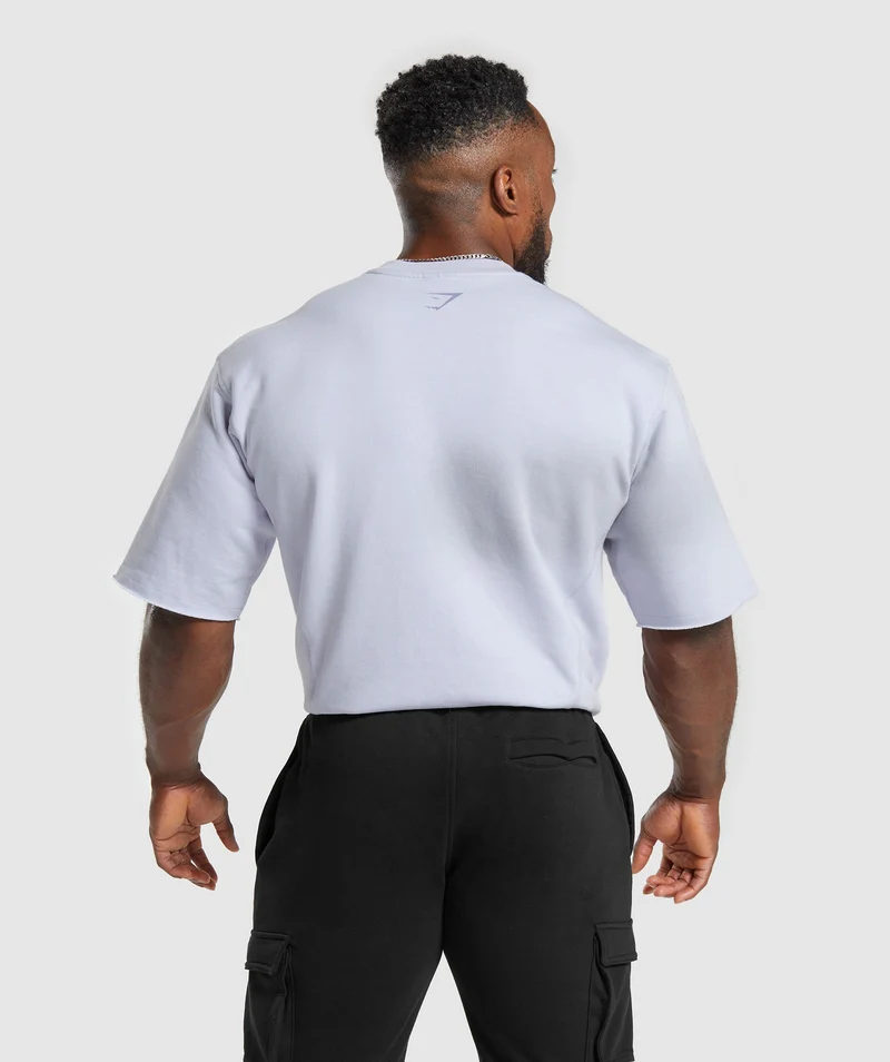 Gymshark Heritage Washed Short Sleeve Crew - Silver Lilac/Acid Wash Small Ball