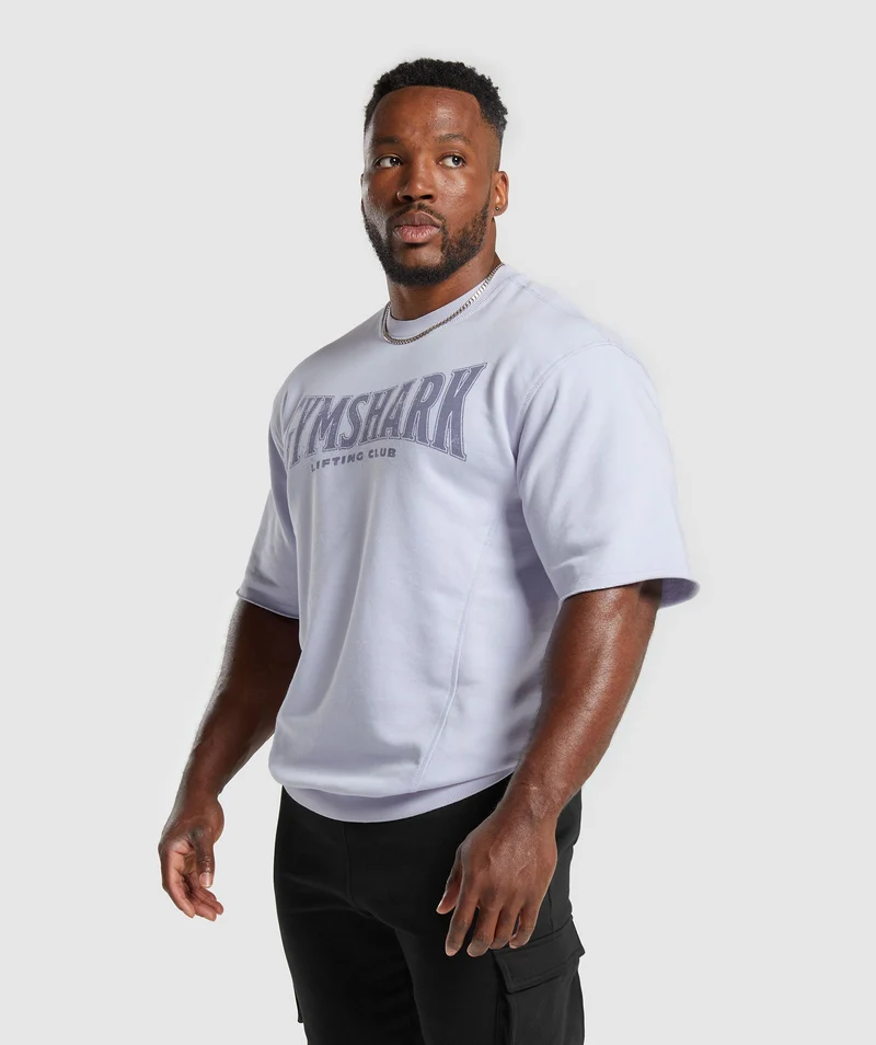 Gymshark Heritage Washed Short Sleeve Crew - Silver Lilac/Acid Wash Small Ball