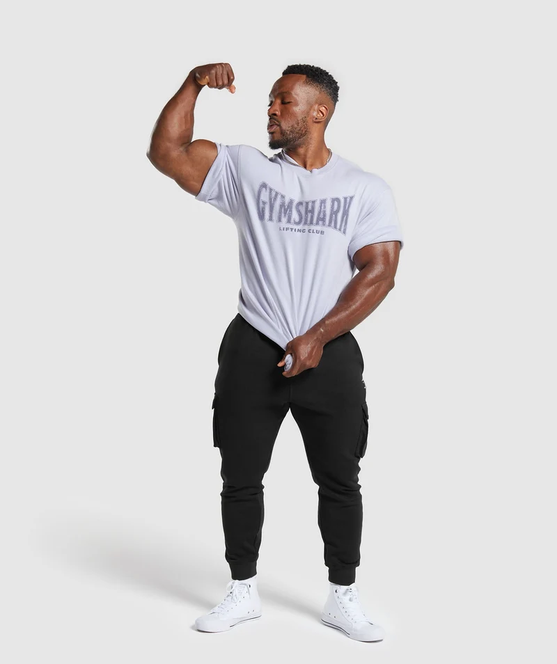 Gymshark Heritage Washed Short Sleeve Crew - Silver Lilac/Acid Wash Small Ball