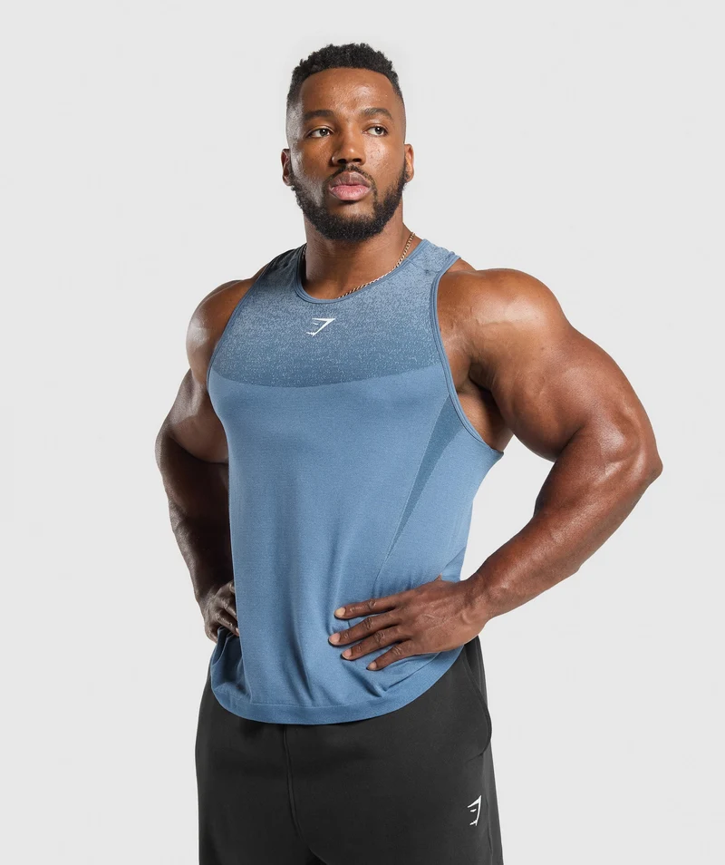 Gymshark Shadow Seamless Stringer - Faded Blue