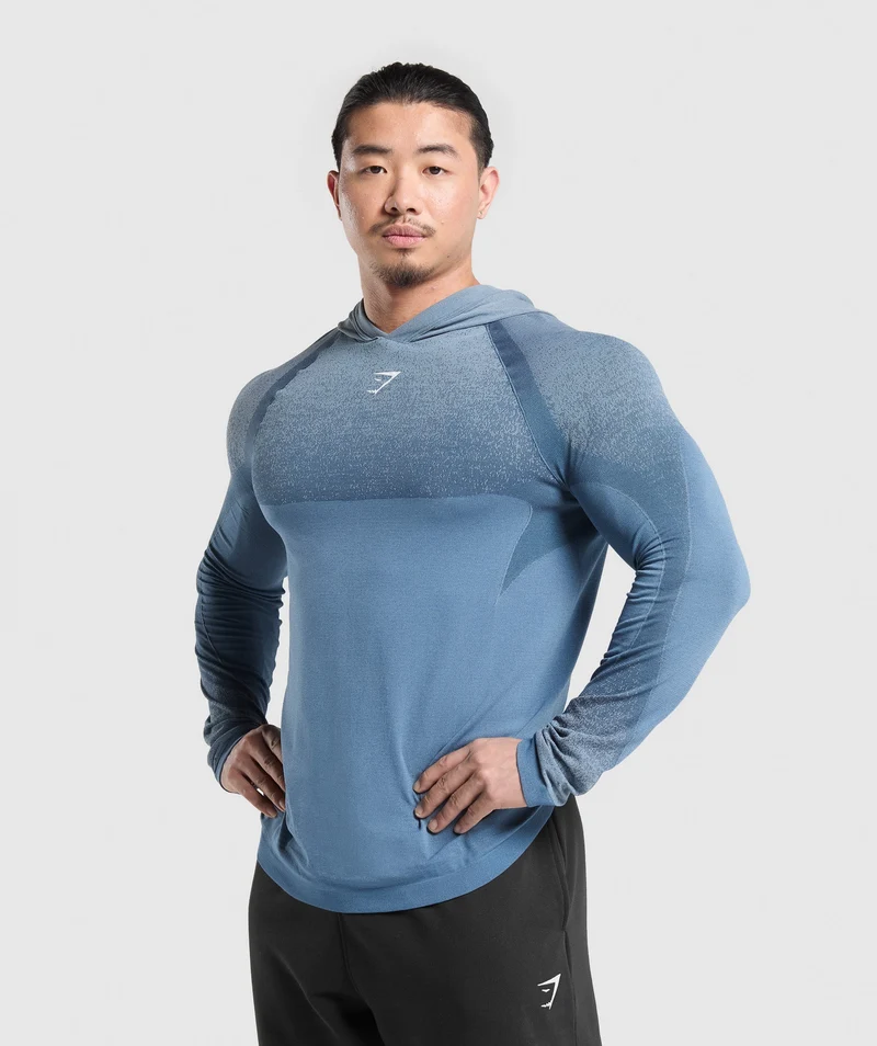 Gymshark Shadow Seamless Hoodie - Faded Blue
