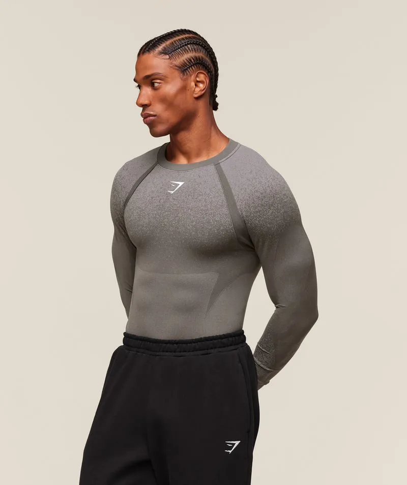 Gymshark Shadow Seamless Long Sleeve T-Shirt - Meteor Grey
