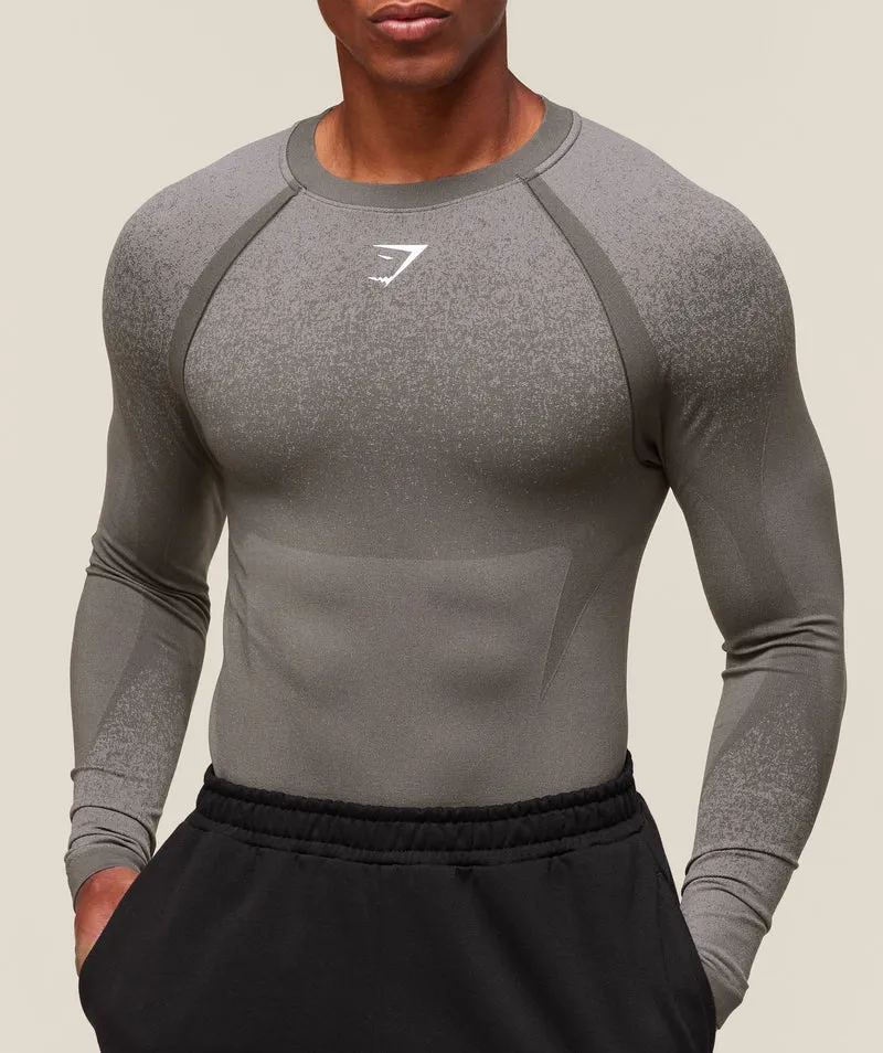 Gymshark Shadow Seamless Long Sleeve T-Shirt - Meteor Grey