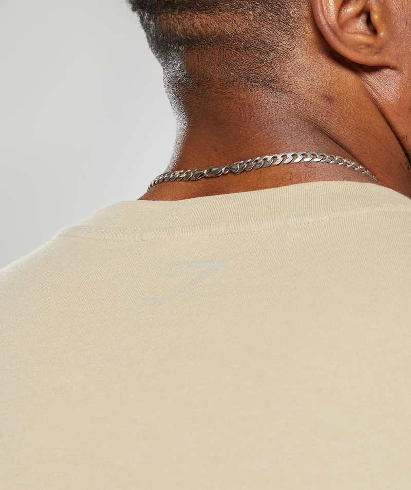 Gymshark Heritage Washed Crop T-Shirt - Desert Beige/Acid Wash Small Ball