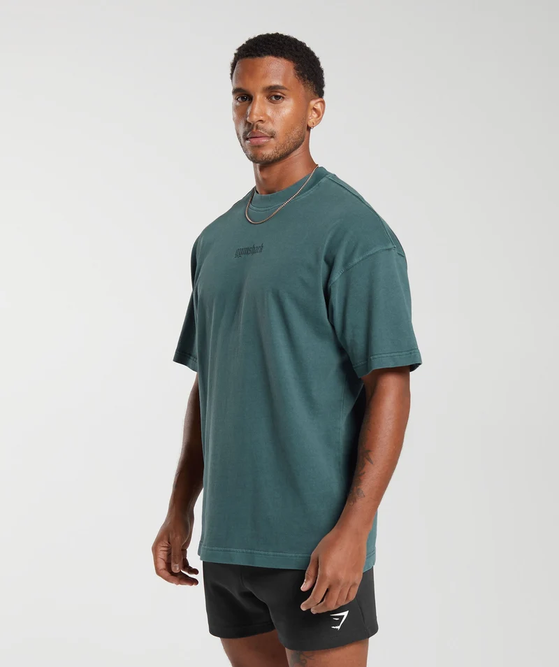 Gymshark Rest Day Heavyweight T-Shirt - Smokey Teal/Pigment Dye