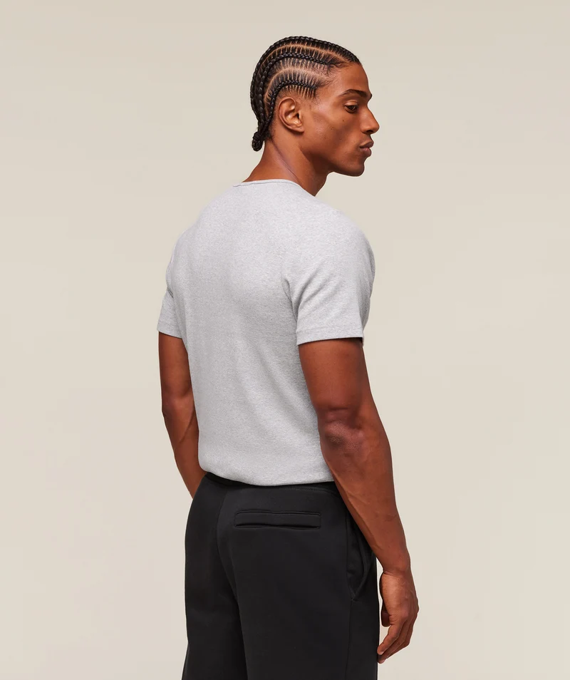 Gymshark Premium Ribbed T-Shirt - Light Grey Core Marl