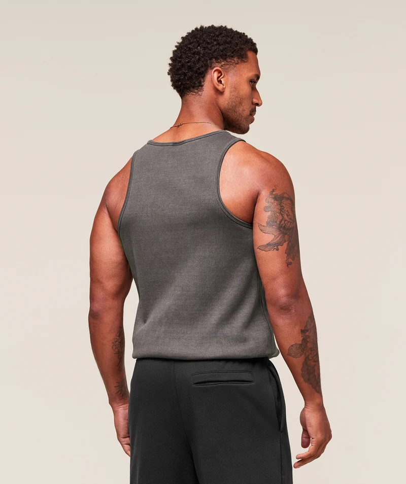 Gymshark Washed Premium Ribbed Tank - Onyx Grey
