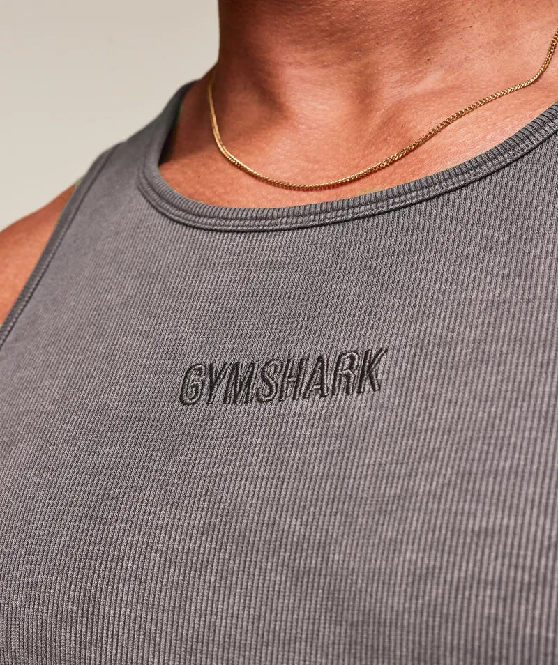 Gymshark Washed Premium Ribbed Tank - Onyx Grey