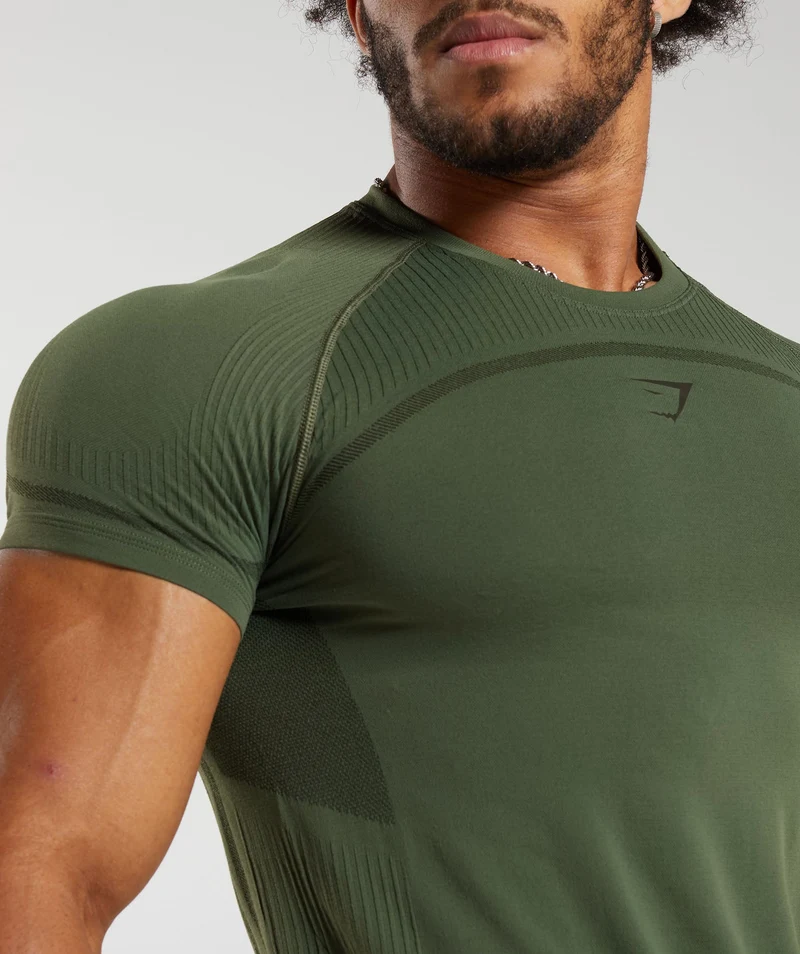Gymshark 315 Seamless T-Shirt - Core Olive/Deep Olive Green