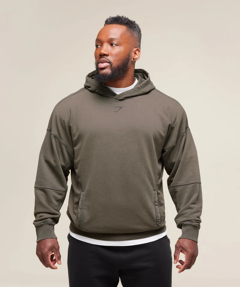 Gymshark Heritage Washed Hoodie - Strength Green/Acid Wash Small Ball