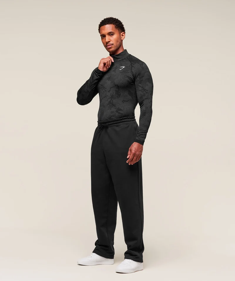 Gymshark Geo Seamless 1/4 Zip - Black/Charcoal Grey