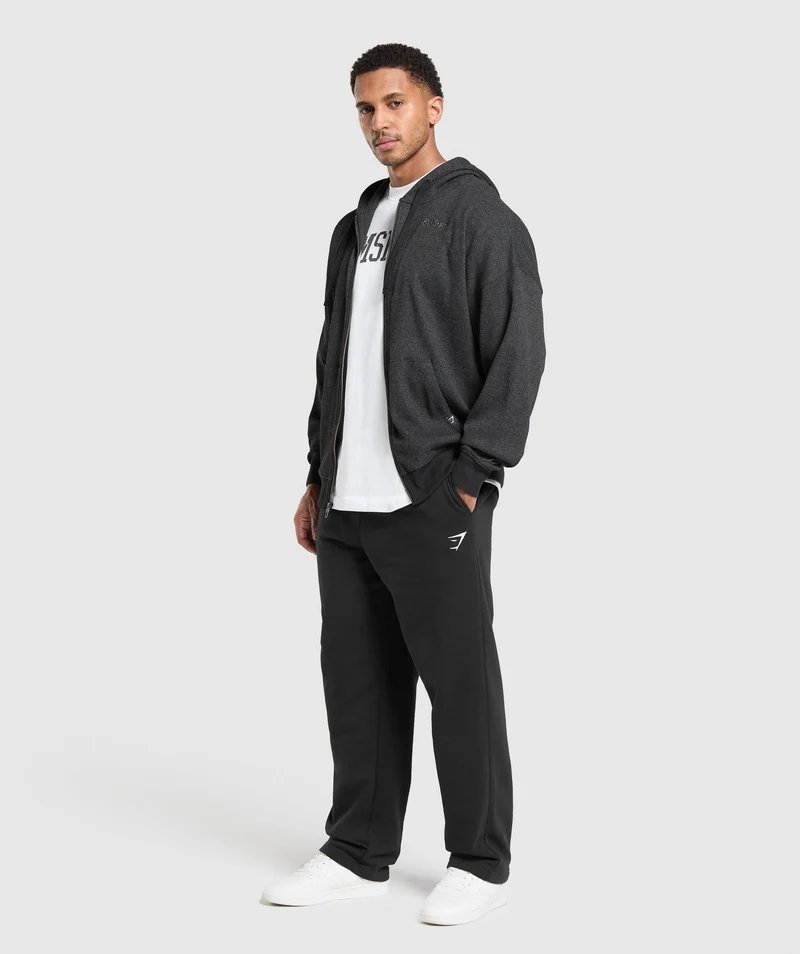 Gymshark Waffle Zip Hoodie - Black/Cotton Part Dye