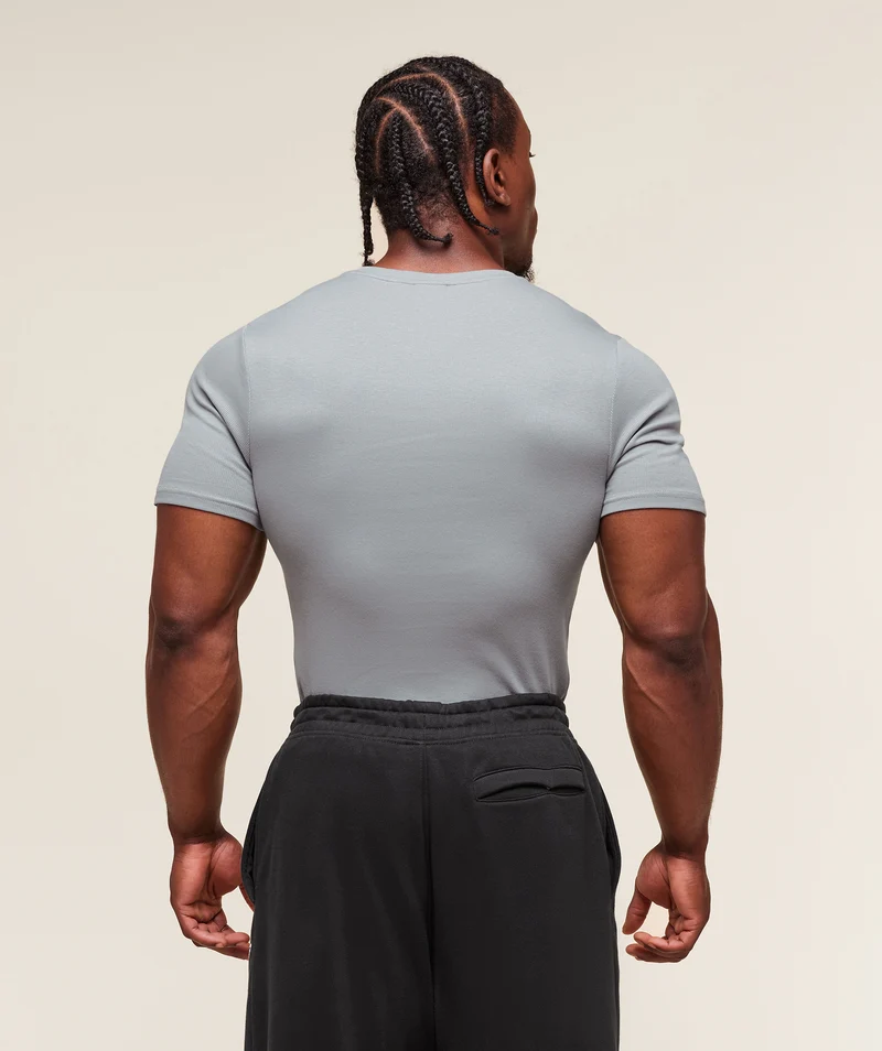 Gymshark Legacy Ribbed T-Shirt - Denim Grey