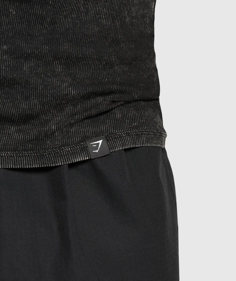 Gymshark Washed Ribbed Tank 1PK - Black/Gel Bleach Wash