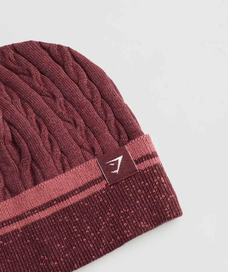 Gymshark Cable Beanie - Bros Rich Maroon/Marl/Burgundy Brown/Soft Berry
