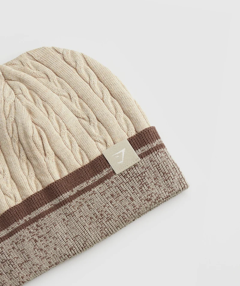 Gymshark Cable Beanie - Bros Stone Brown/ Marl/Stone Pink/Penny Brown