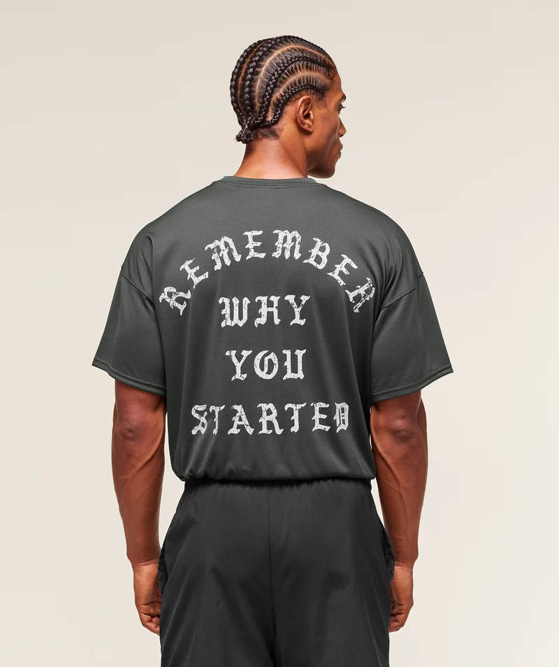 Gymshark Remember Why You Started T-Shirt - Asphalt Grey