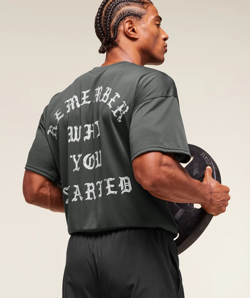 Gymshark Remember Why You Started T-Shirt - Asphalt Grey