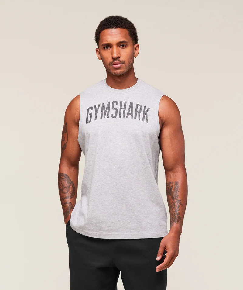 Gymshark Worn Graphic Tank - Light Grey Core Marl