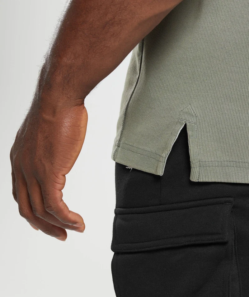 Gymshark Power Washed Short Sleeve Crew - Dusk Green/Acid Wash Small Ball