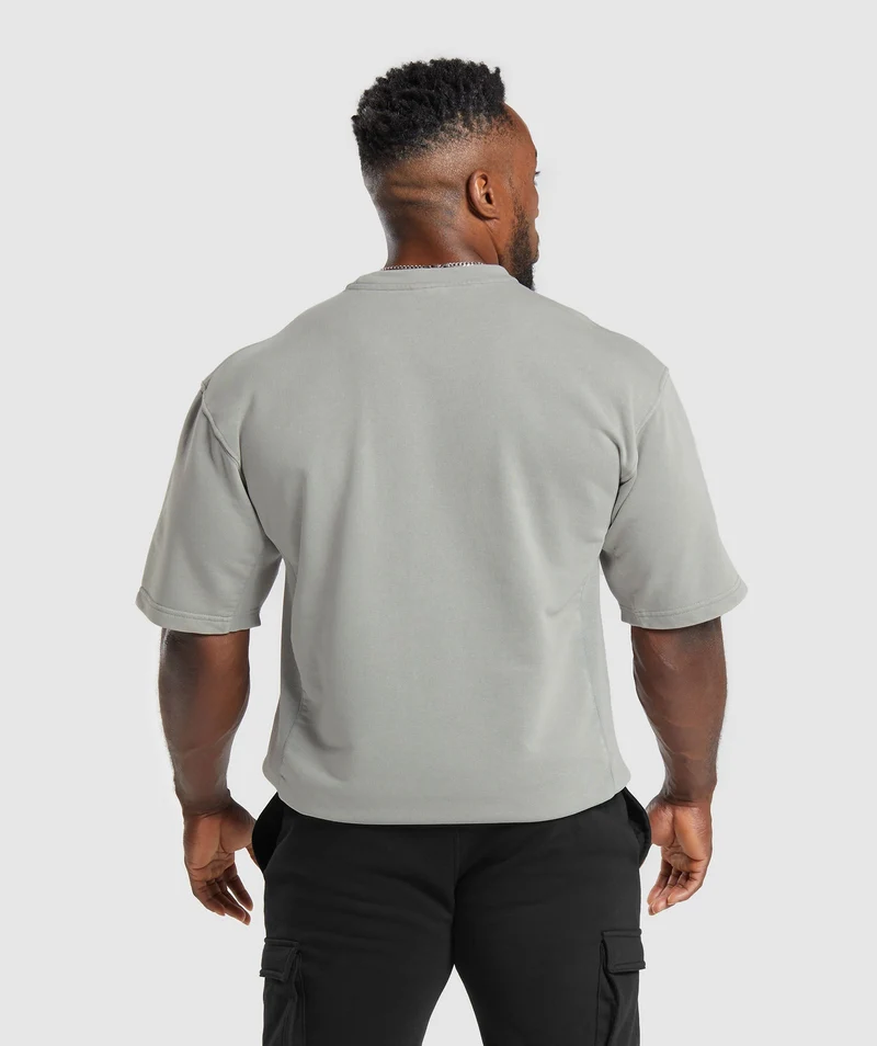 Gymshark Power Washed Short Sleeve Crew - Smokey Grey/Acid Wash Small Ball