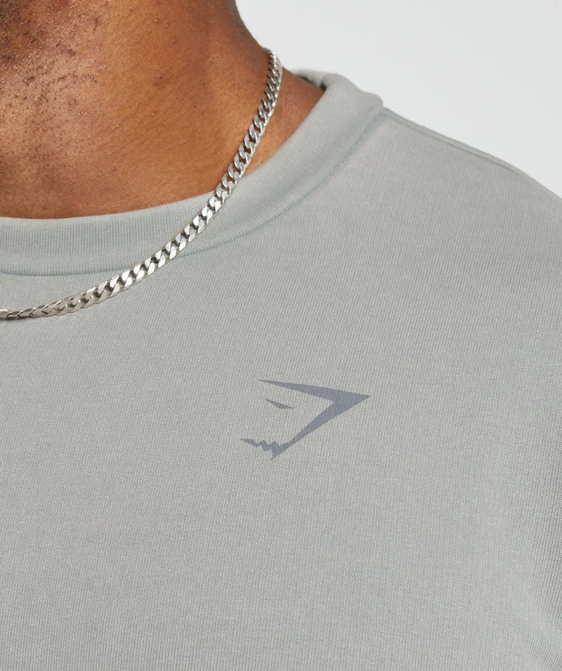Gymshark Power Washed Short Sleeve Crew - Smokey Grey/Acid Wash Small Ball