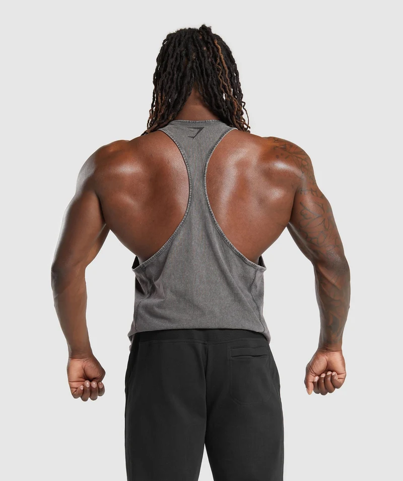 Gymshark Power Washed Stringer - Onyx Grey/Acid Wash Small Ball