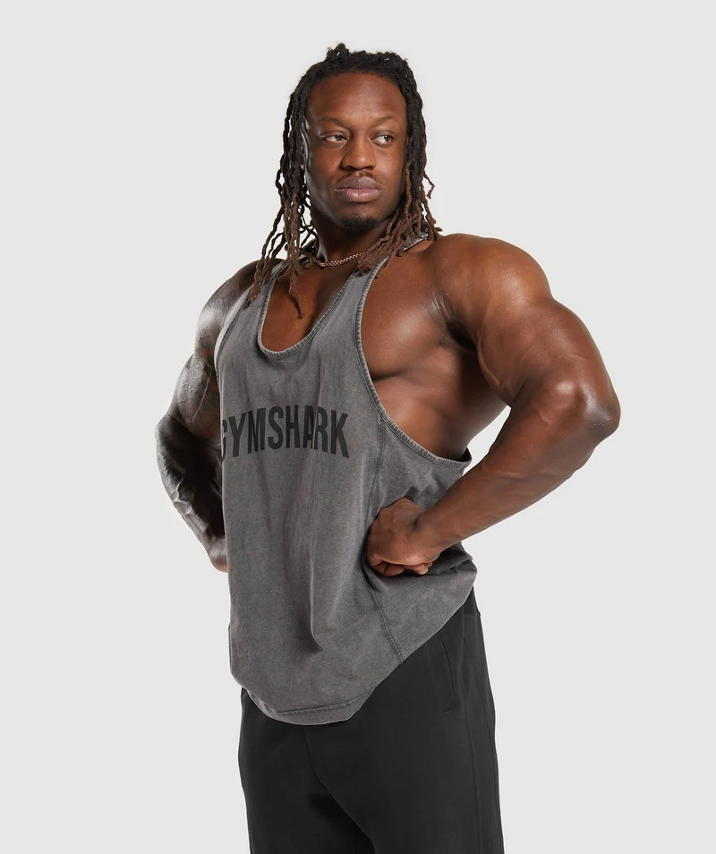 Gymshark Power Washed Stringer - Onyx Grey/Acid Wash Small Ball