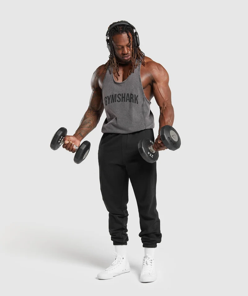 Gymshark Power Washed Stringer - Onyx Grey/Acid Wash Small Ball
