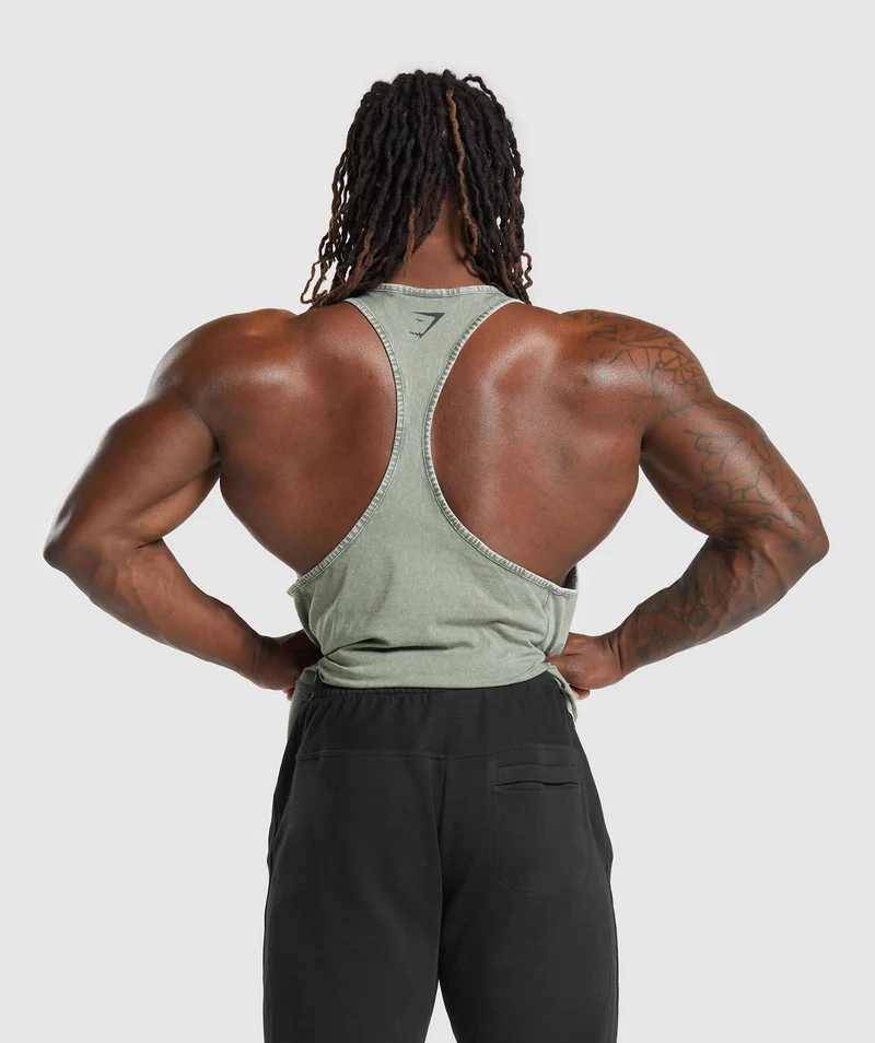 Gymshark Power Washed Stringer - Dusk Green/Acid Wash Small Ball
