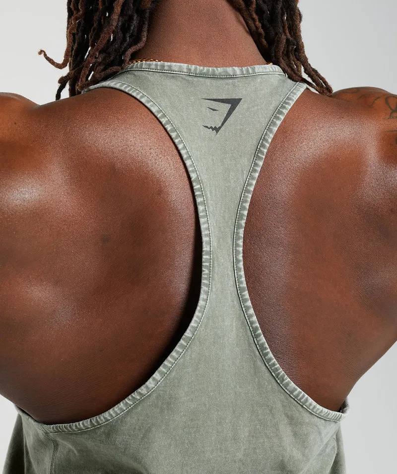 Gymshark Power Washed Stringer - Dusk Green/Acid Wash Small Ball