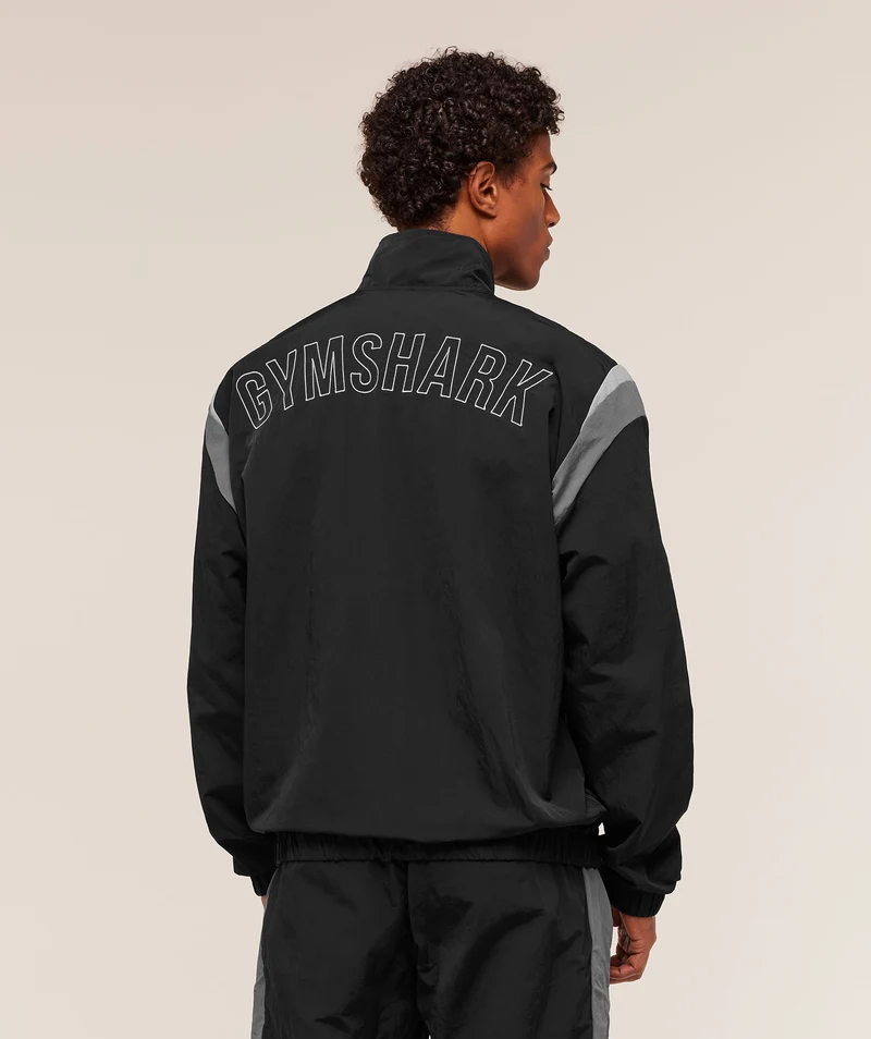 Gymshark Retro Track Jacket - Black/Dark Grey/Smokey Grey