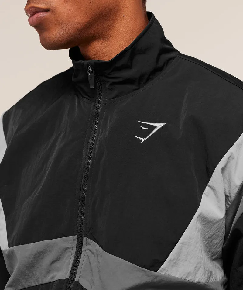 Gymshark Retro Track Jacket - Black/Dark Grey/Smokey Grey