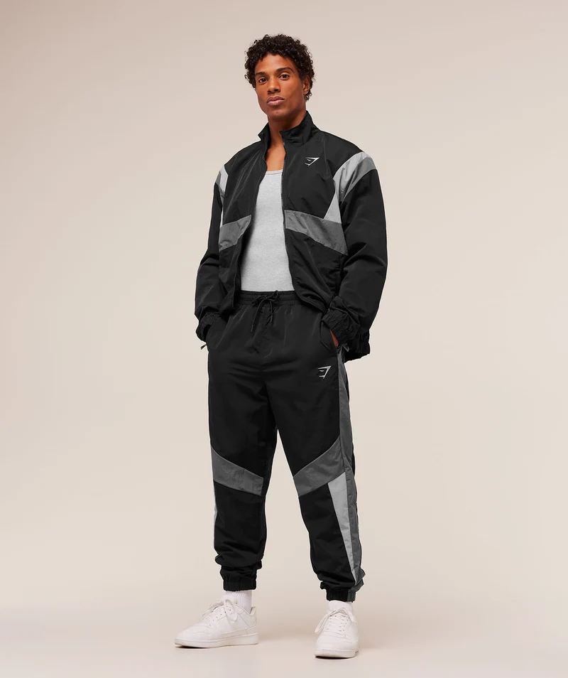 Gymshark Retro Track Jacket - Black/Dark Grey/Smokey Grey