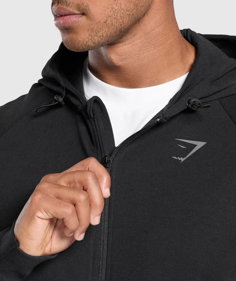 Gymshark Interlock Tech Zip Up Hoodie - Black