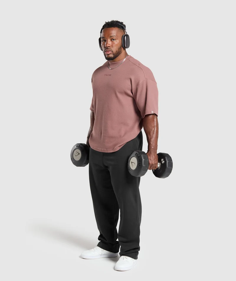 Gymshark Waffle Oversized T-Shirt - Brick Brown