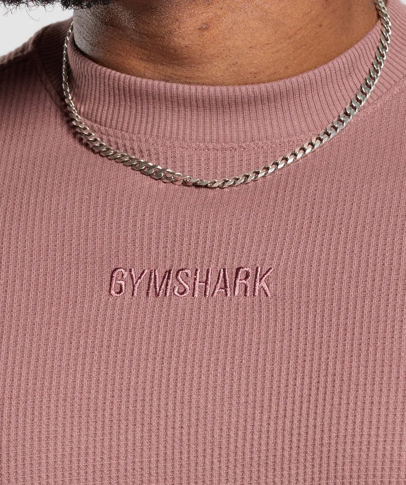 Gymshark Waffle Oversized T-Shirt - Brick Brown