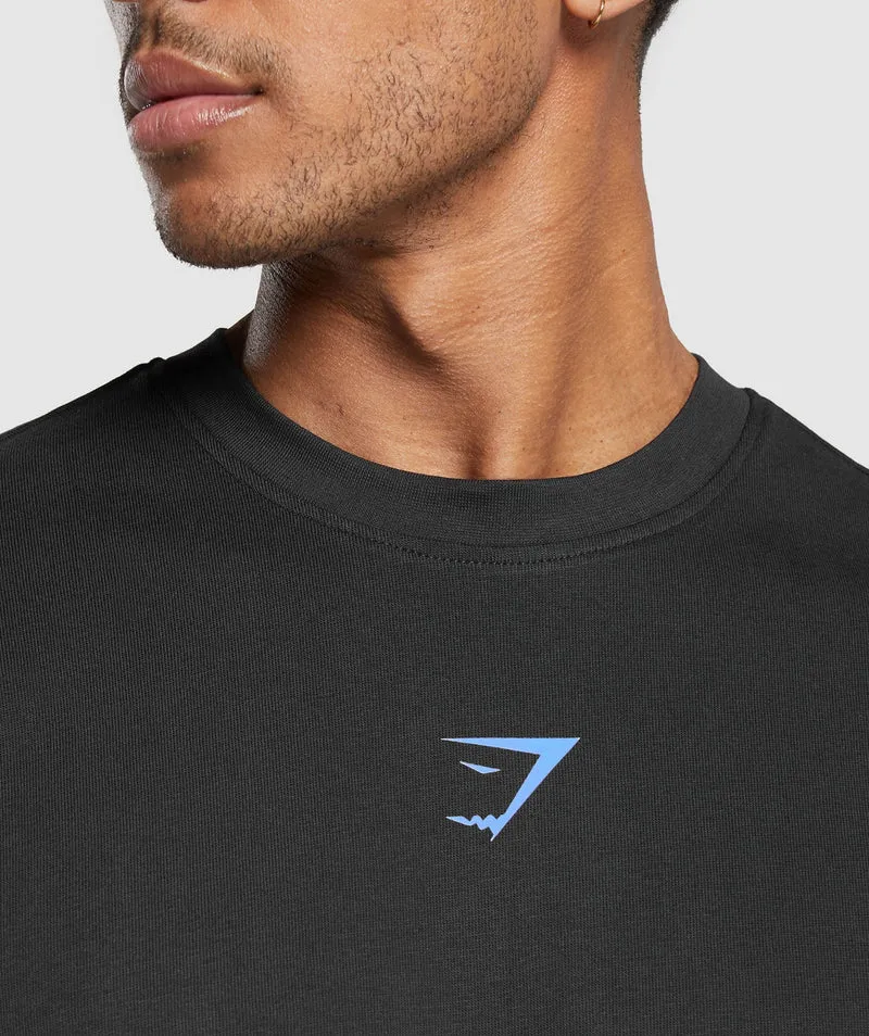 Gymshark Miami Graphic SS T-Shirt - Black/Lats Blue