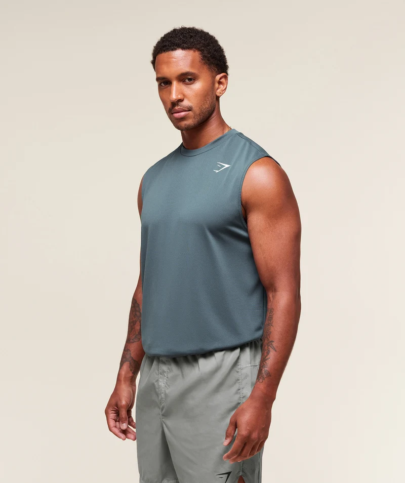 Gymshark Oversized Performance Tank - Titanium Blue