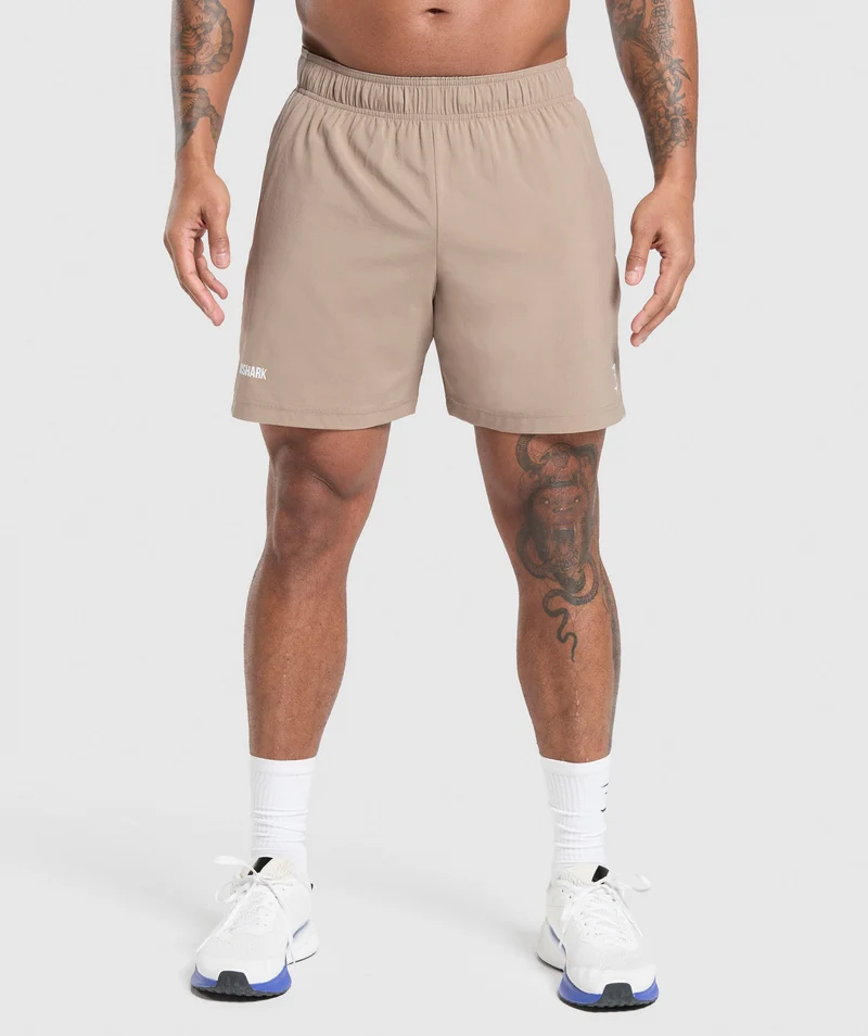 Gymshark Sport Panel 7" Shorts - Cement Brown/Pebble Grey