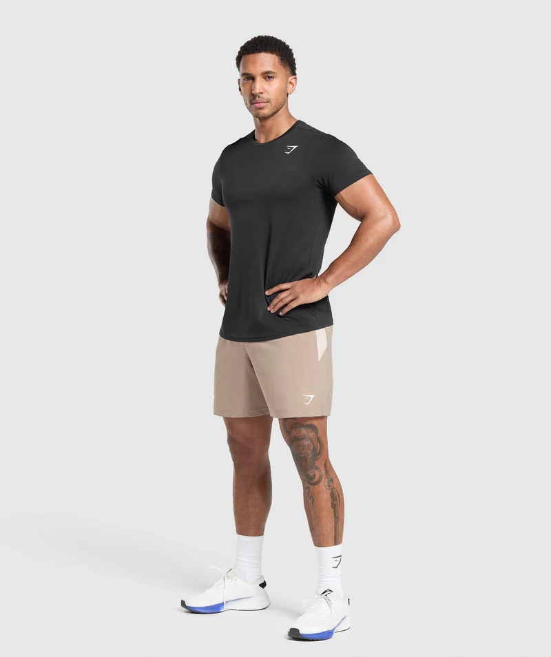 Gymshark Sport Panel 7" Shorts - Cement Brown/Pebble Grey