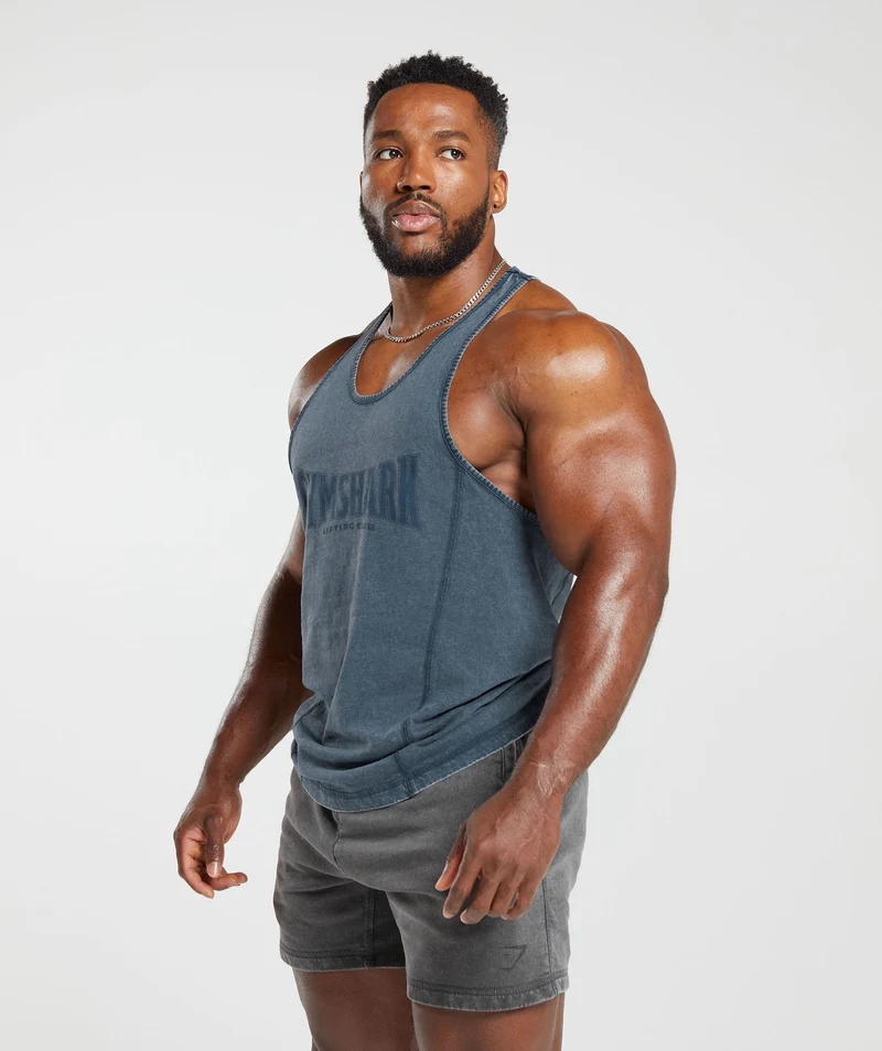 Gymshark Heritage Washed Stringer - Navy/Acid Wash Small Ball
