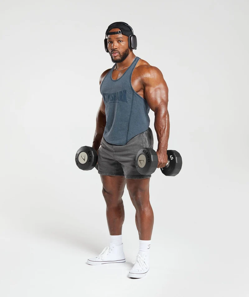 Gymshark Heritage Washed Stringer - Navy/Acid Wash Small Ball