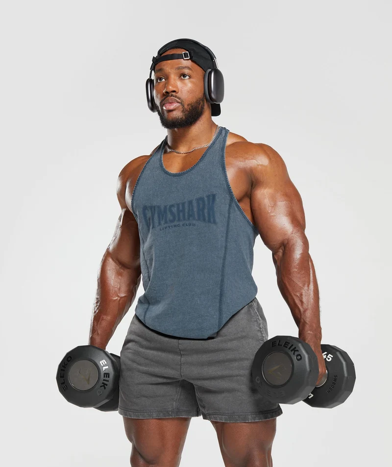 Gymshark Heritage Washed Stringer - Navy/Acid Wash Small Ball