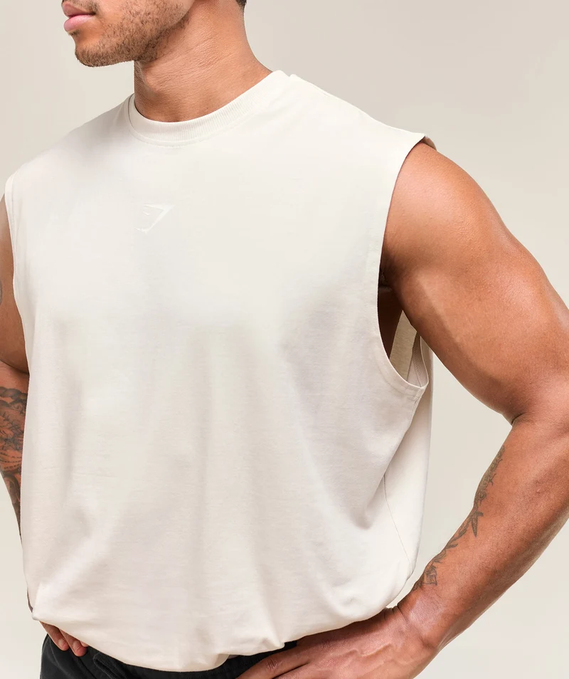 Gymshark Power Cut Off Tank - Oat White