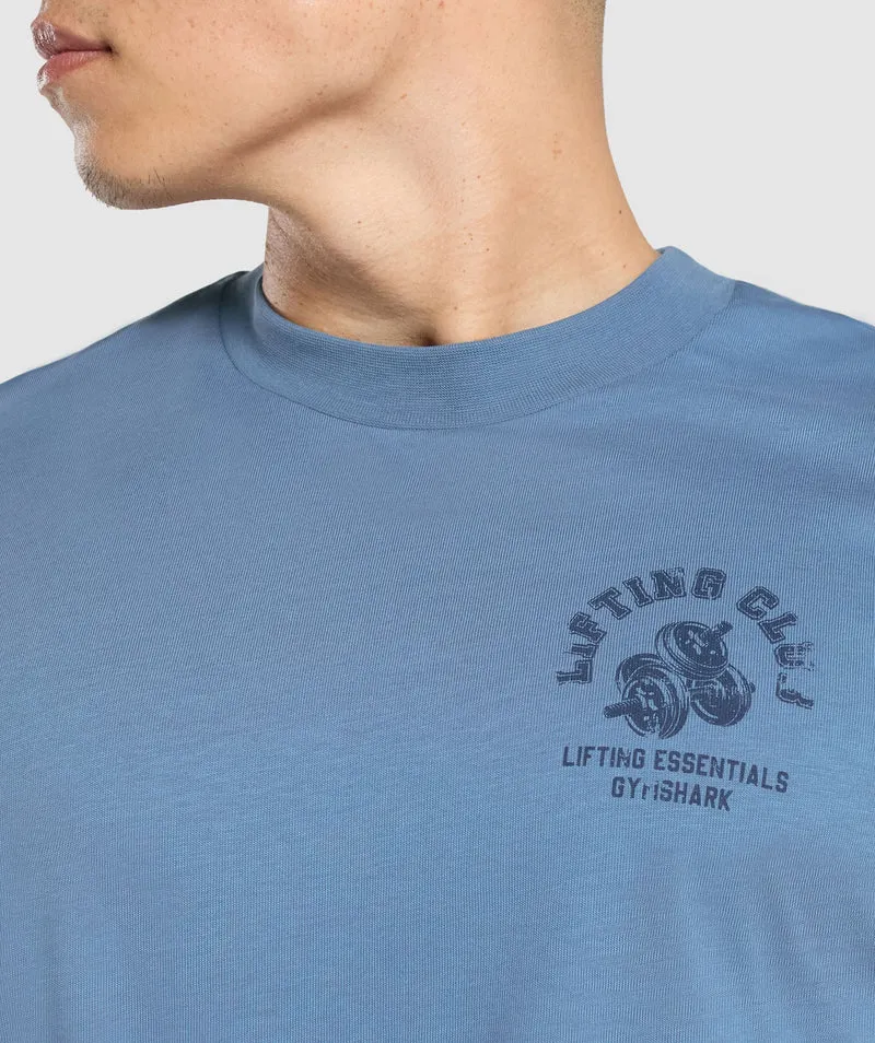 Gymshark Dumbbells Long Sleeve T-Shirt. - Faded Blue