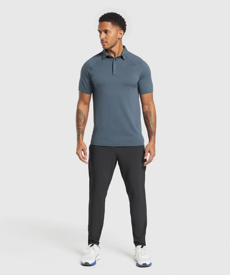 Gymshark Seamless Polo Shirt - Titanium Blue