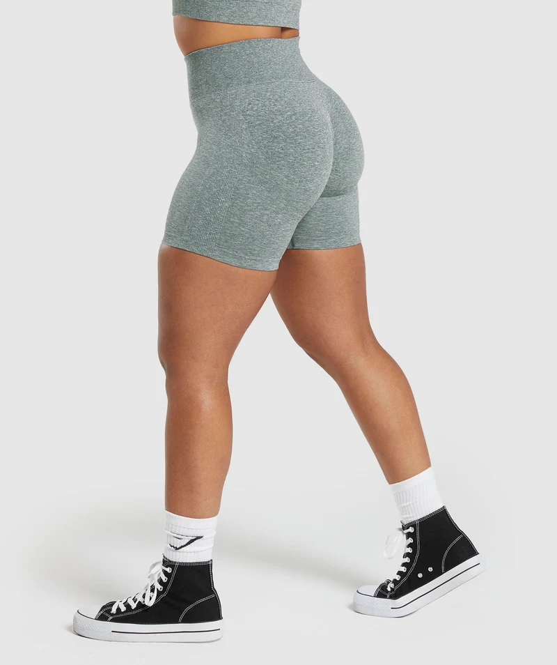 Gymshark Lift Seamless High-Rise Shorts - Slate Teal/White Marl