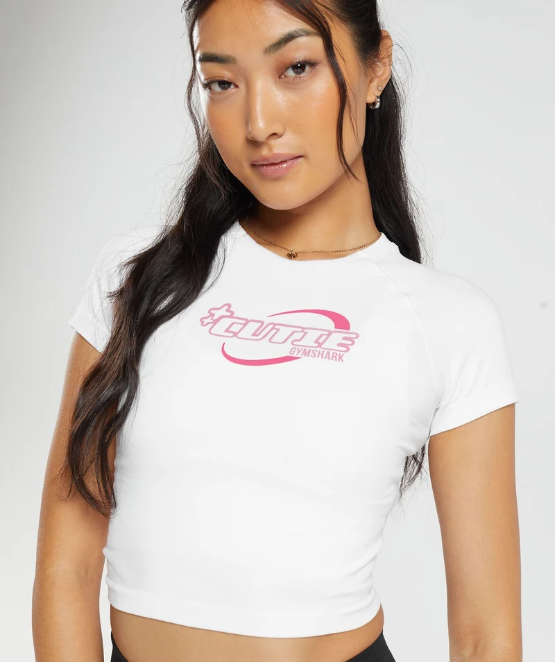 Gymshark Cutie Graphic Seamless Tee - White