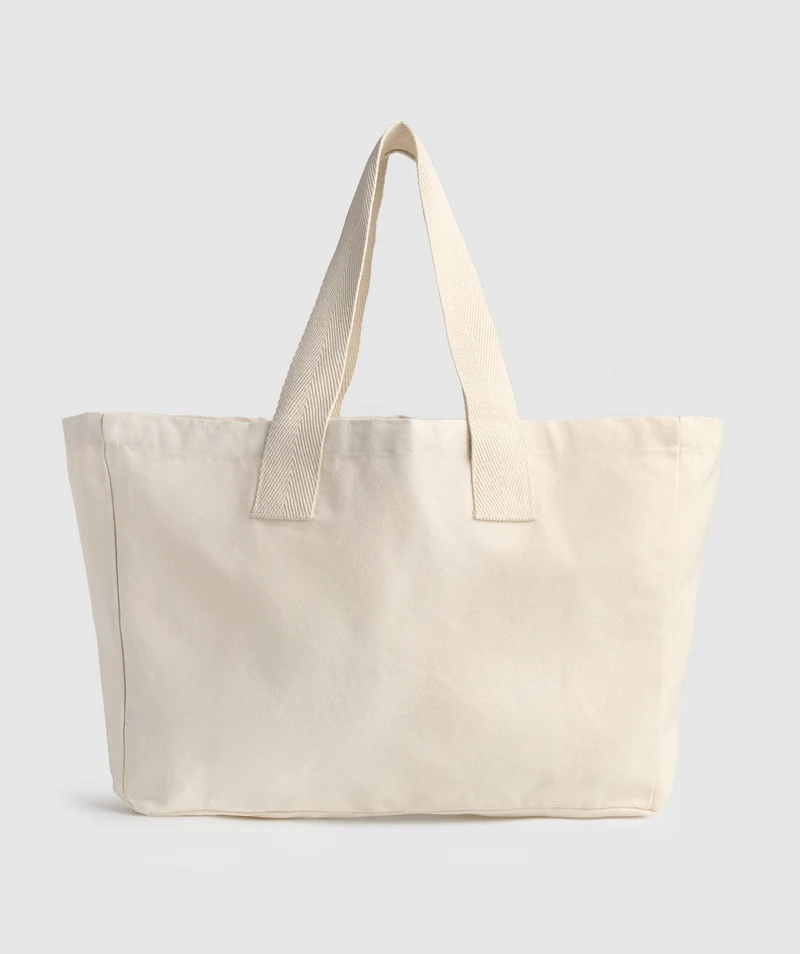 Gymshark Weight Plate Oversized Tote - Oat White/Carmine Red